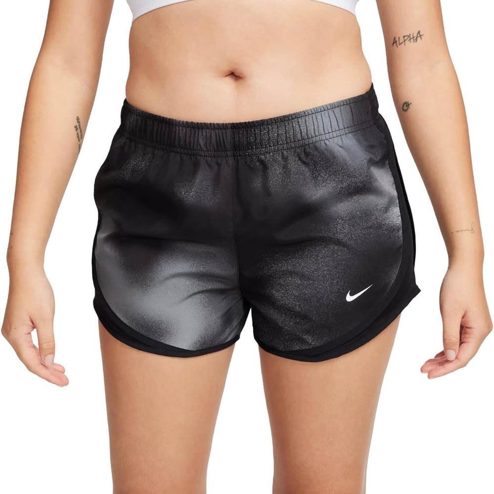 Nike Women's Dri-fit Tempo Printed Running Shorts Black and Grey Size S
